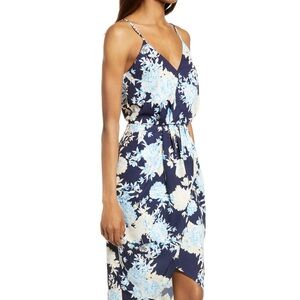 Chelsea28 Sleeveless Faux Wrap Dress in navy blooms